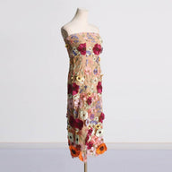 Floral Embroidered Tube Midi
