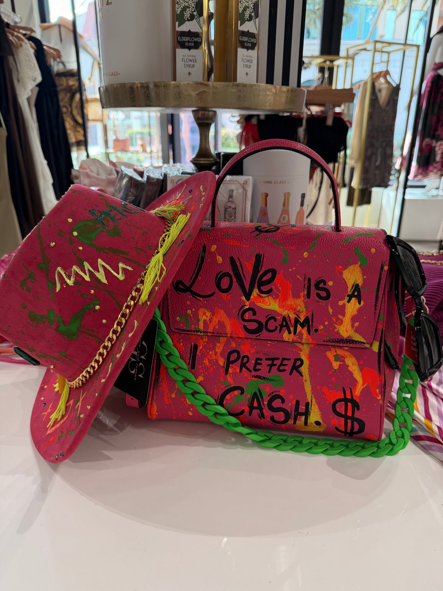 “Love Is a Scam” Graffiti Statement Purse