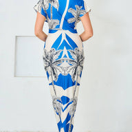 Blue Palms V-Neck Dress