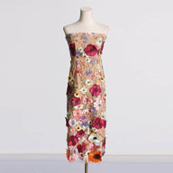 Floral Embroidered Tube Midi