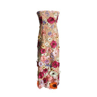 Floral Embroidered Tube Midi