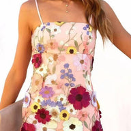 Chic Floral Embroidered Mesh Mini Dress