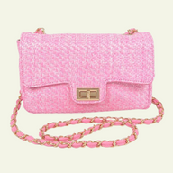 Pink Straw Shoulder Bag
