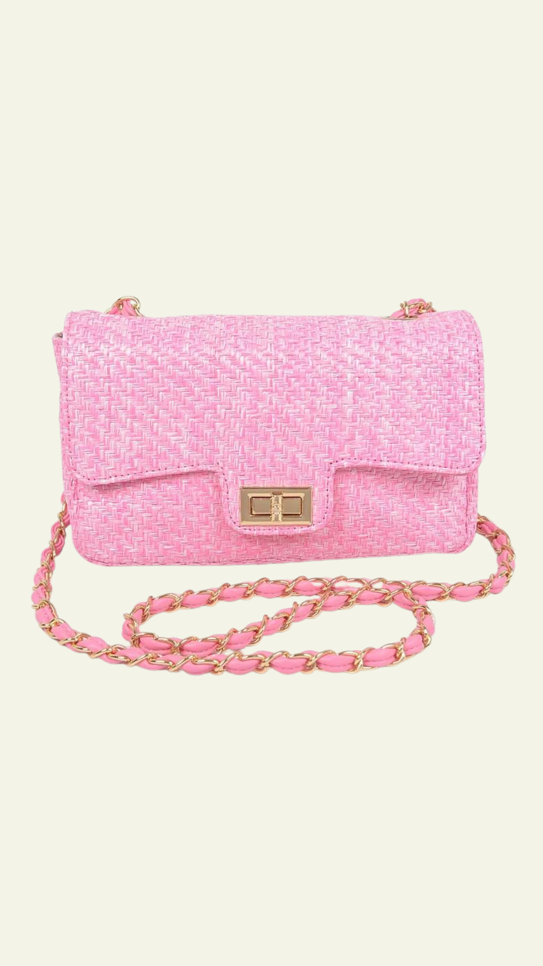 Pink Straw Shoulder Bag