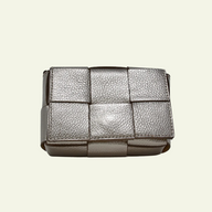 Leather Weave Handbag Pewter