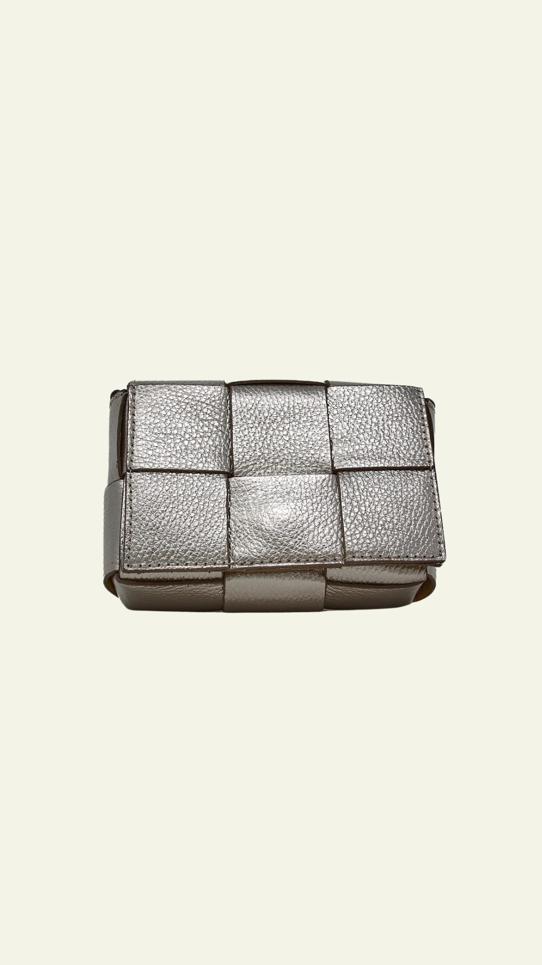 Leather Weave Handbag Pewter