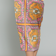 Tangerine & Pink Wrap Midi Skirt