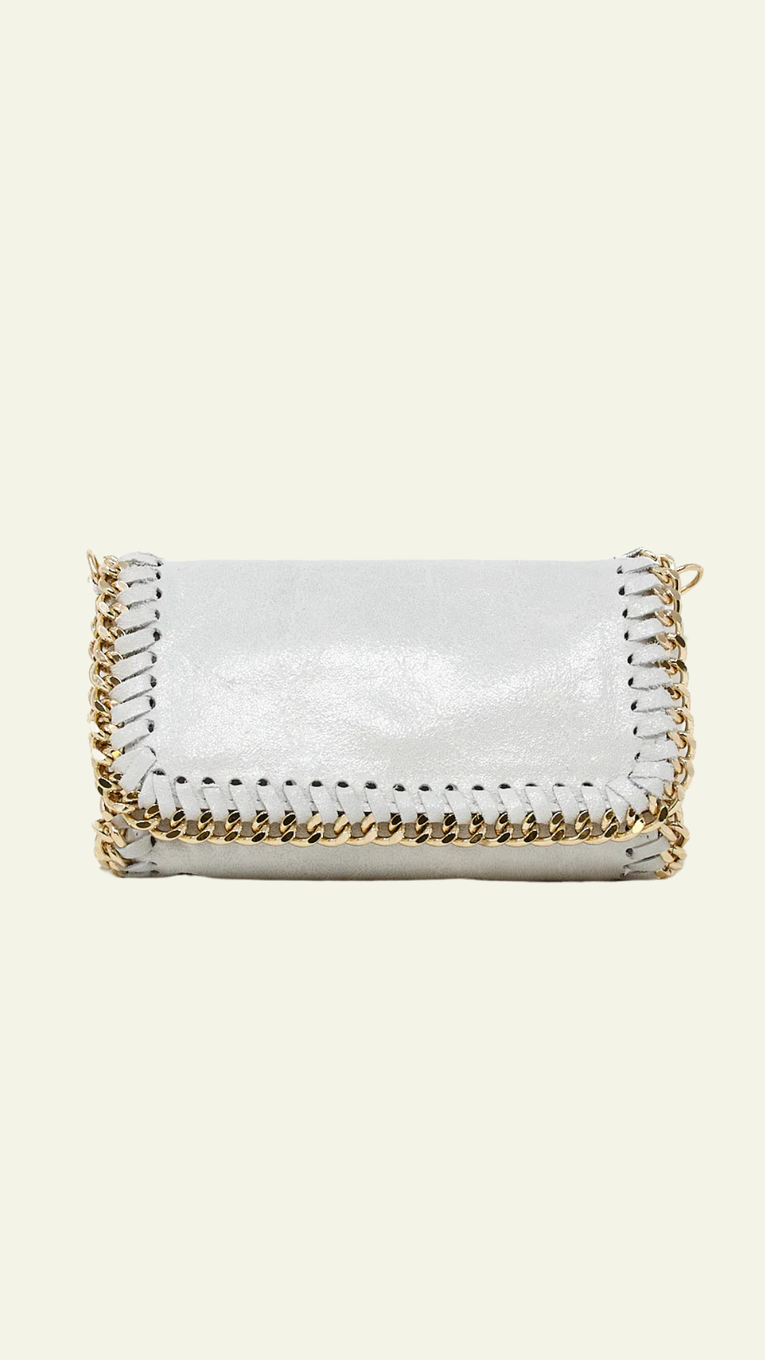 Leather & Gold Chain Handbag Ivory