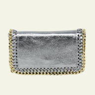 Leather & Gold Chain Handbag Silver