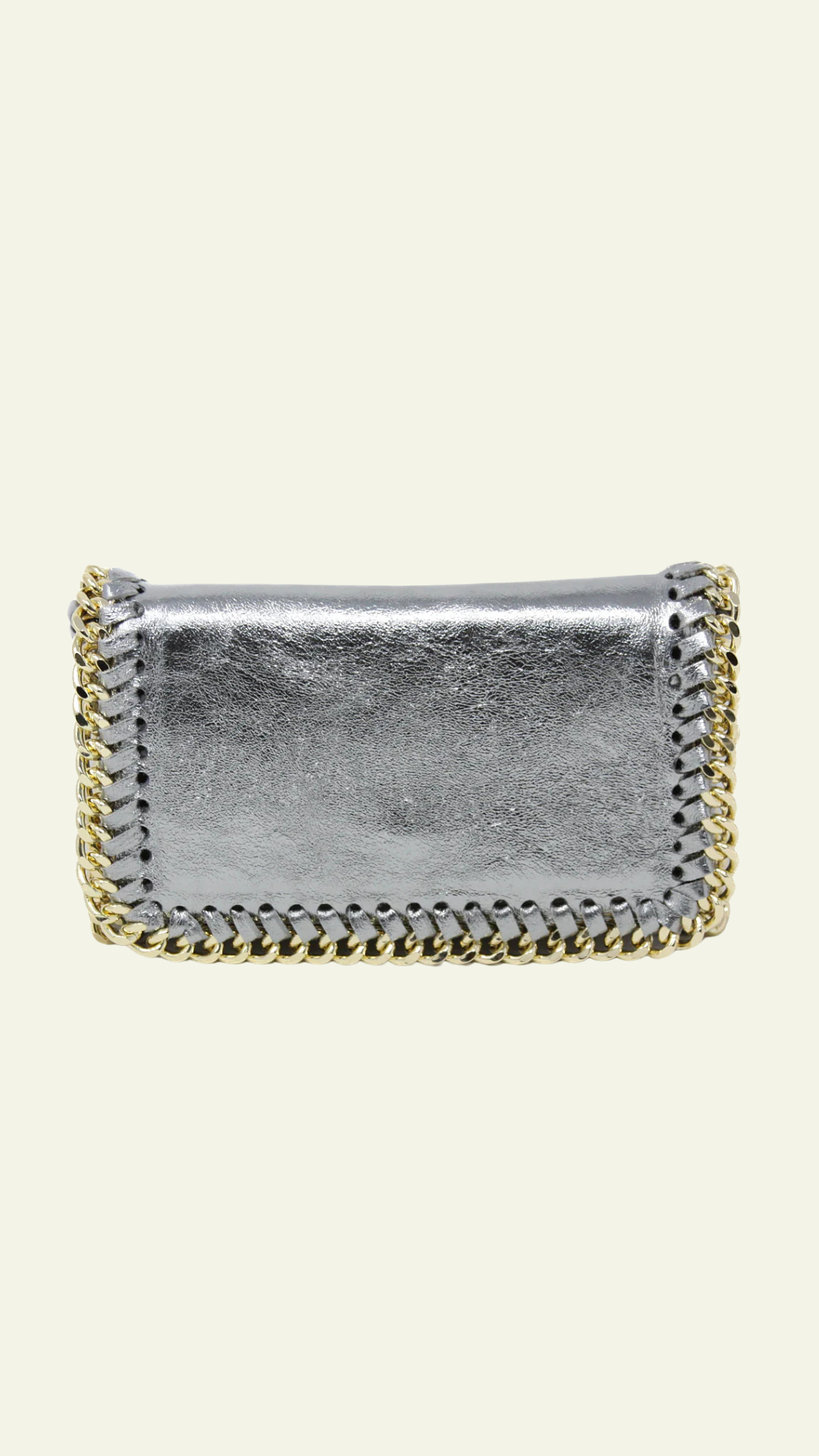 Leather & Gold Chain Handbag Silver