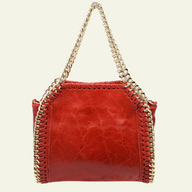 Leather & Chain Handbag Red