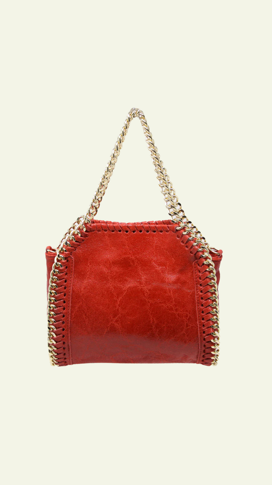 Leather & Chain Handbag Red