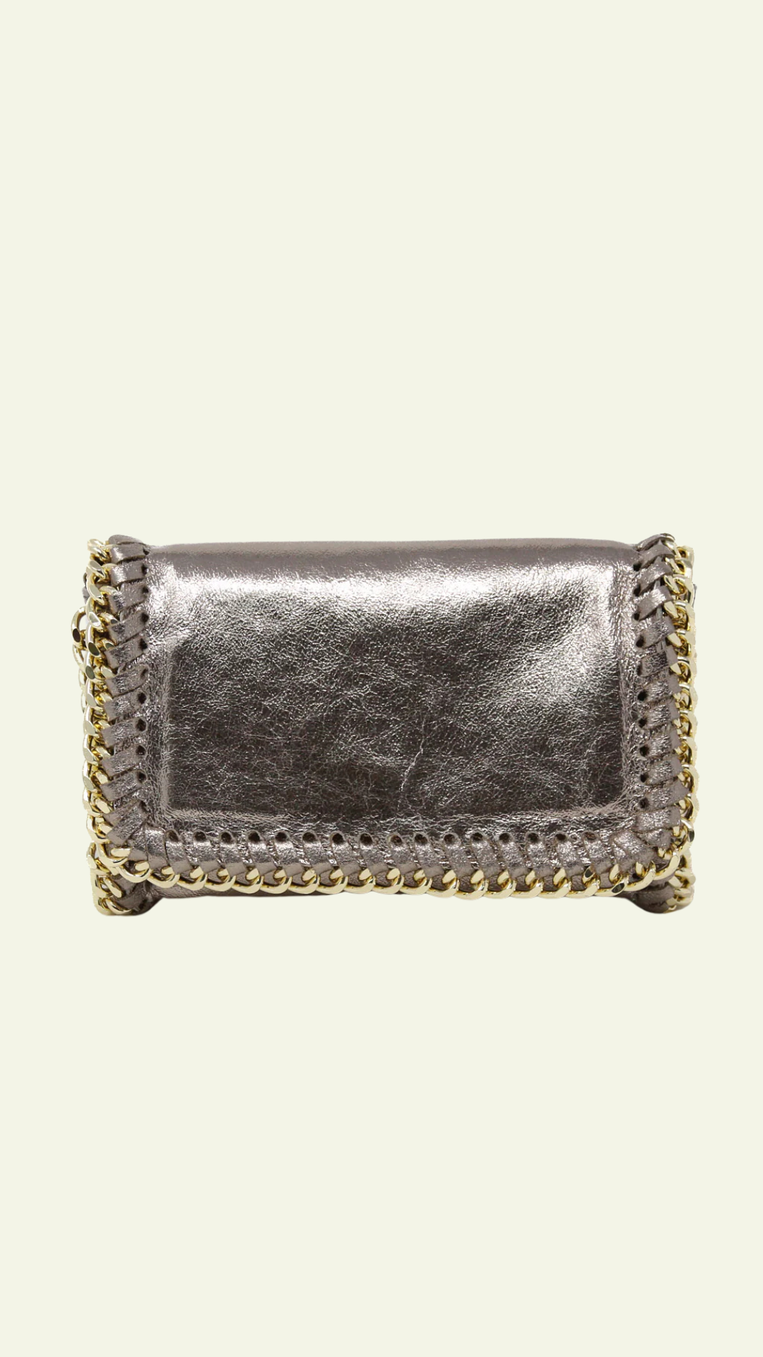 Leather & Gold Chain Handbag Bronce