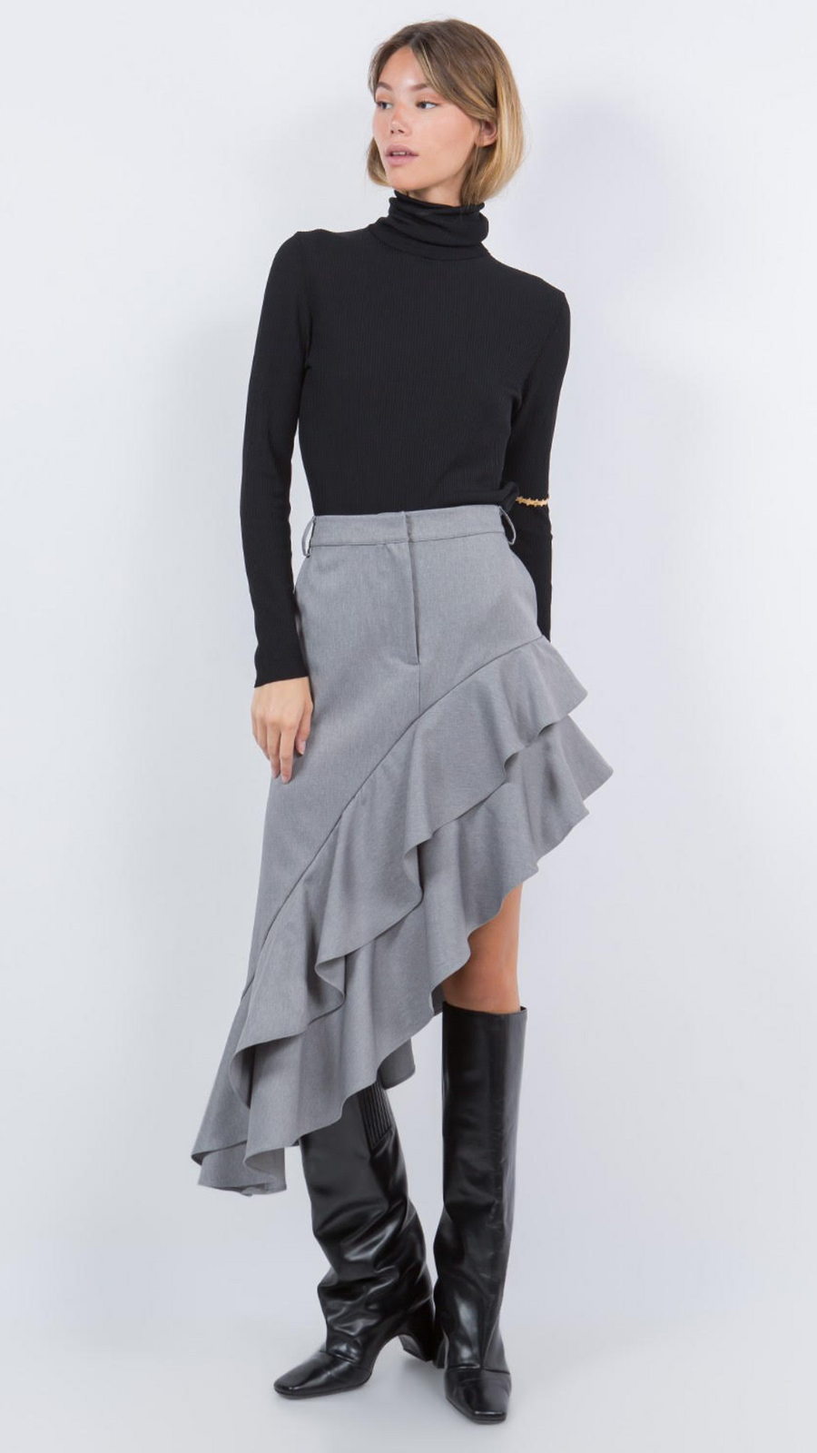 Grey Ruffle Skirt