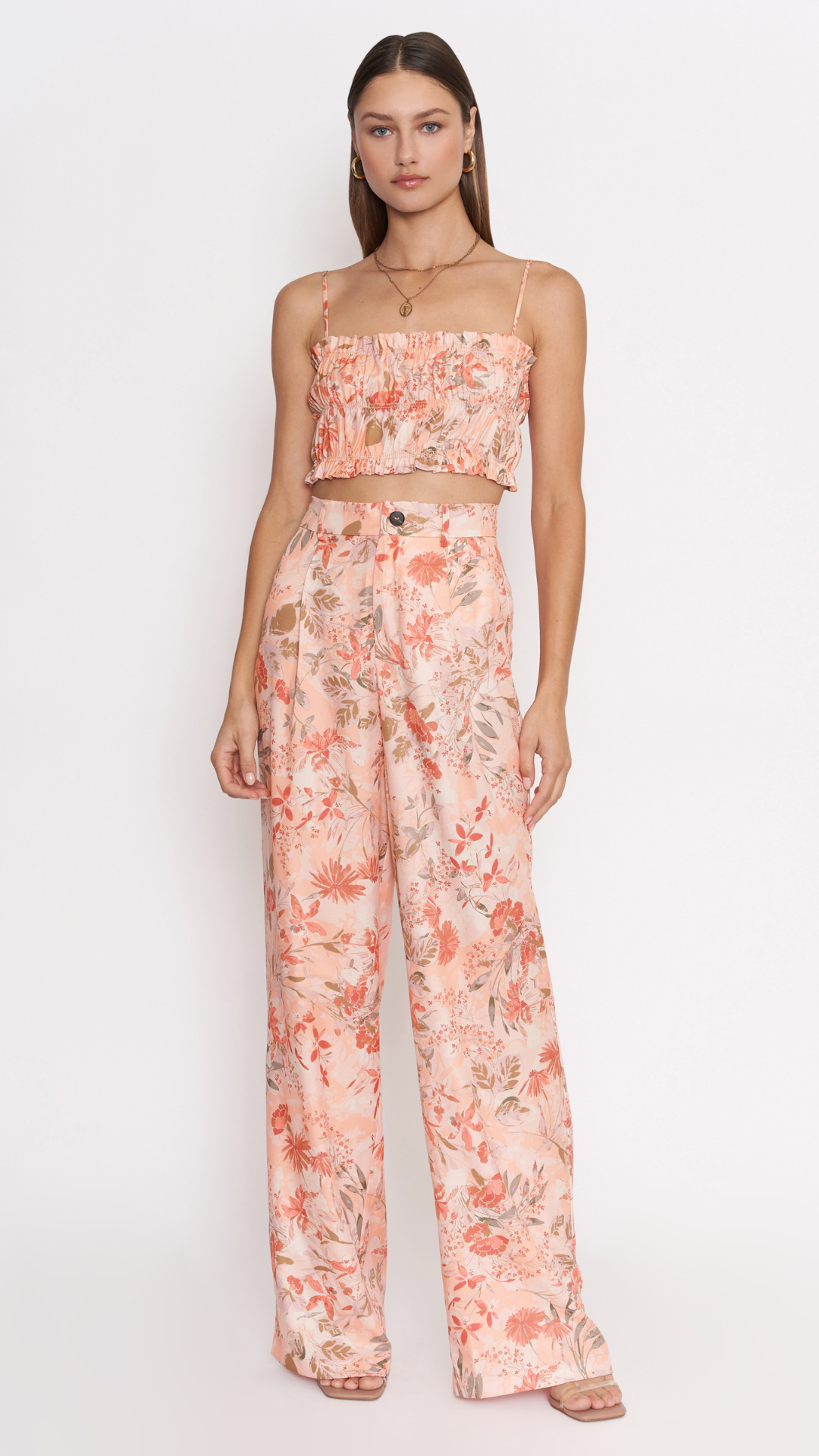 Peach Floral Pants