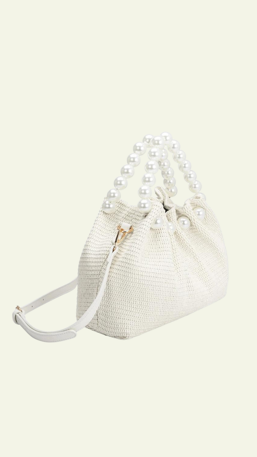 Josie White Small Straw Top Handle Bag