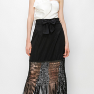 Black Fringe Tie Skirt