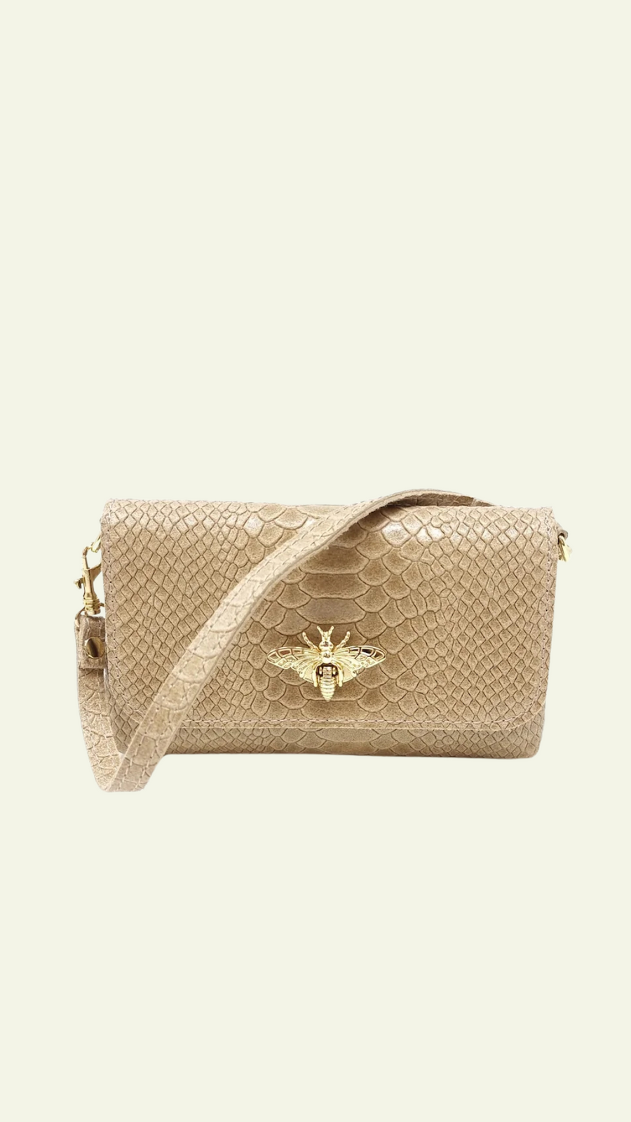 Leather Butterfly Crossbody Beige