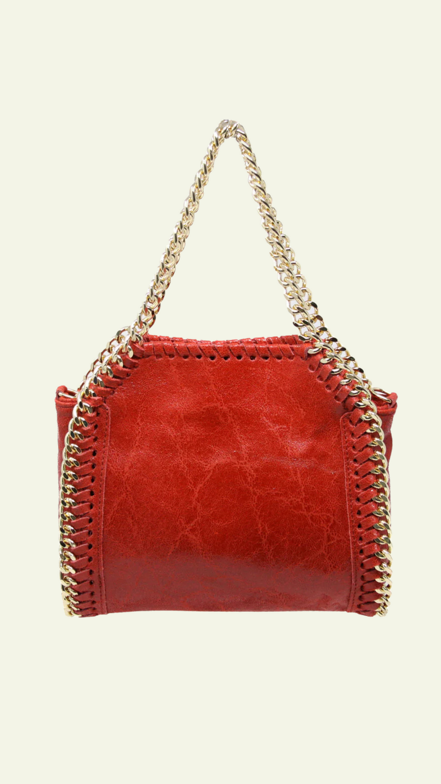 Leather & Chain Handbag Red