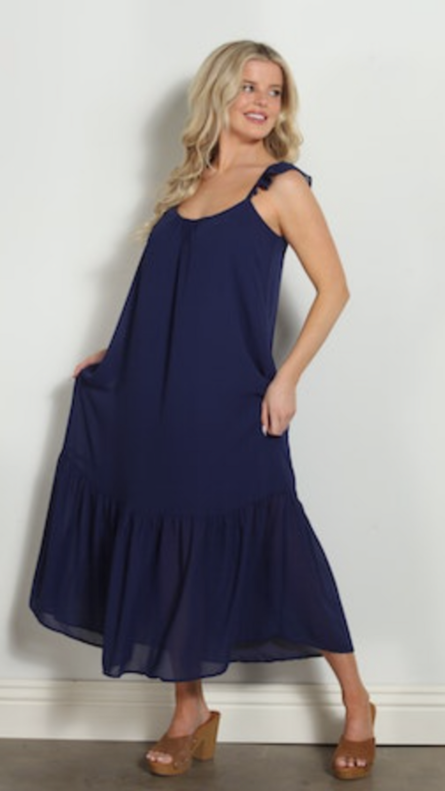 Navy Chiffon Dress