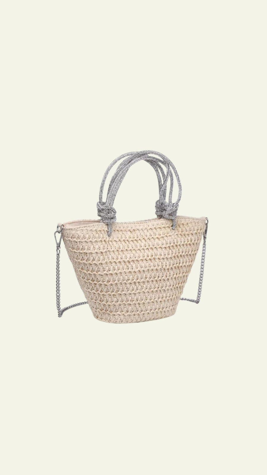 Gaia Straw Mini Tote with Crystal Handles
