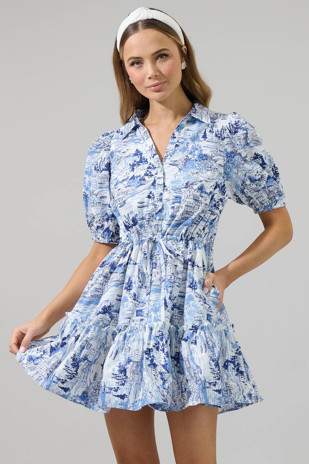 Francine Toile Button Down Mini Dress