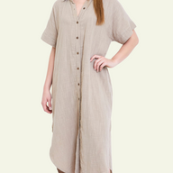 Verano Long Shirt Dress | Beige