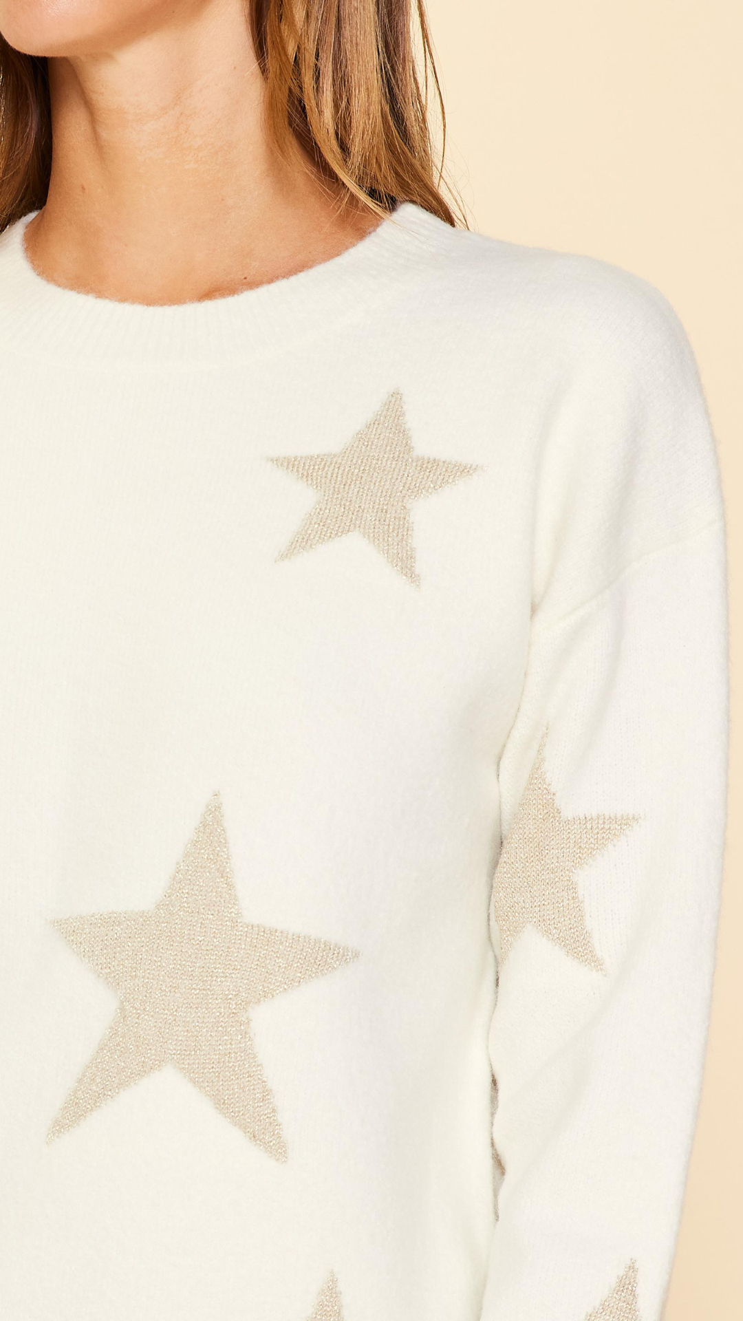 Ivory Lurex Star Sweater