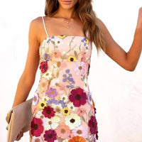 Chic Floral Embroidered Mesh Mini Dress