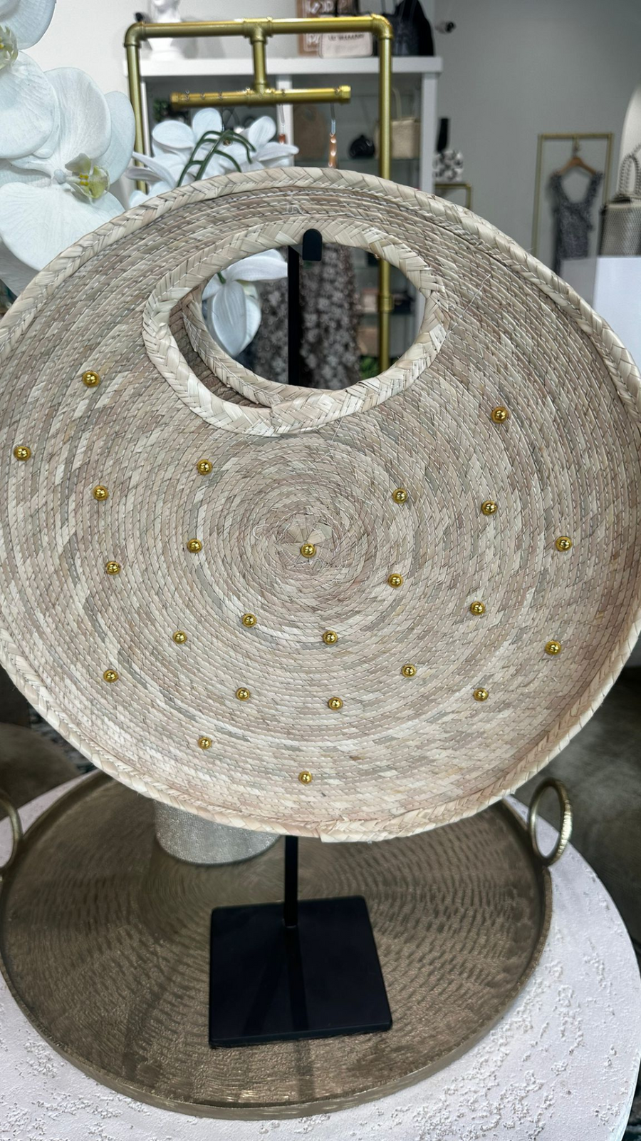 Circle Straw Handbag | Gold