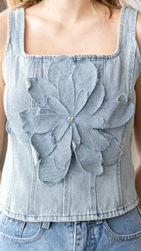 Denim Flower Top