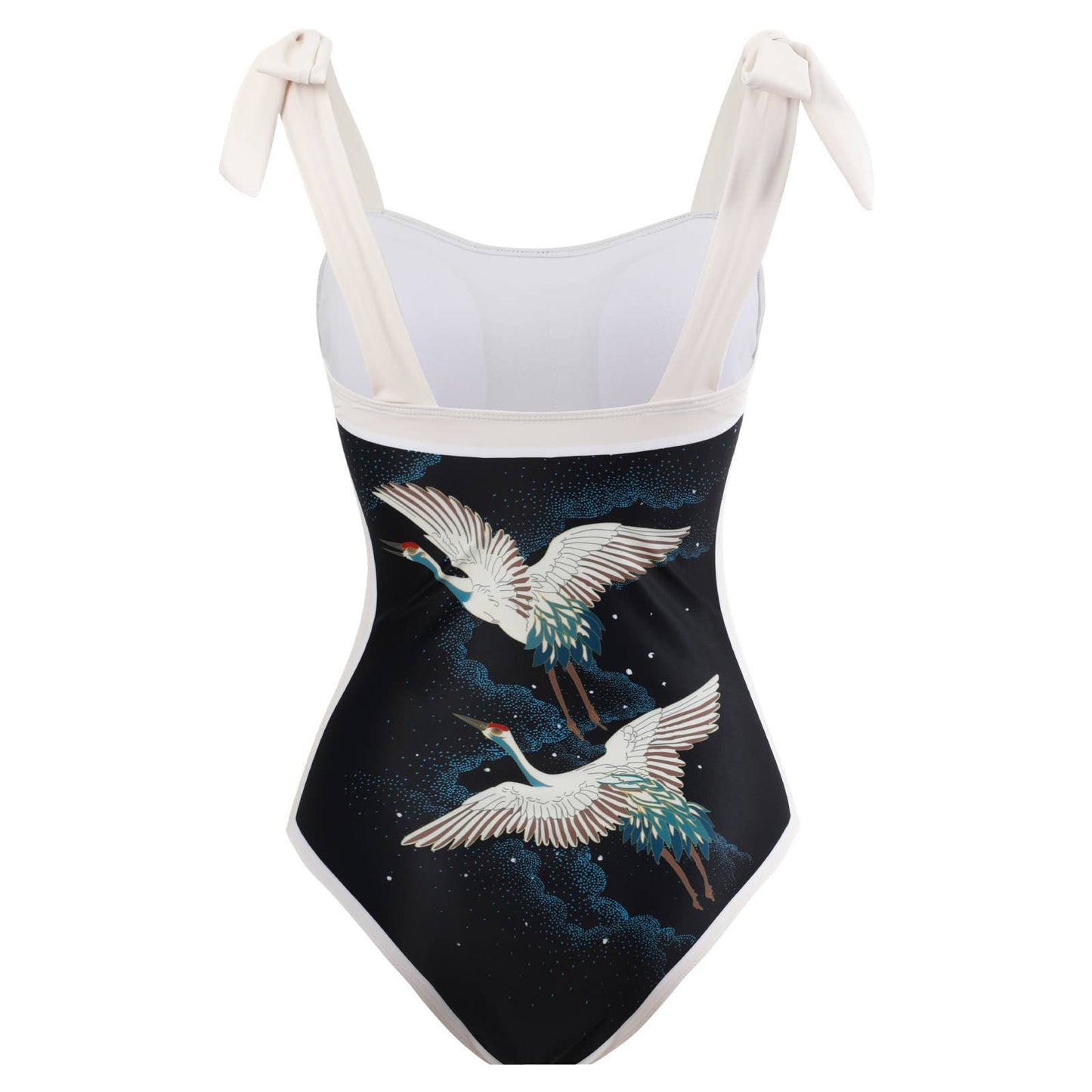 SET: Crane Printed One Piece & Matching Sarong