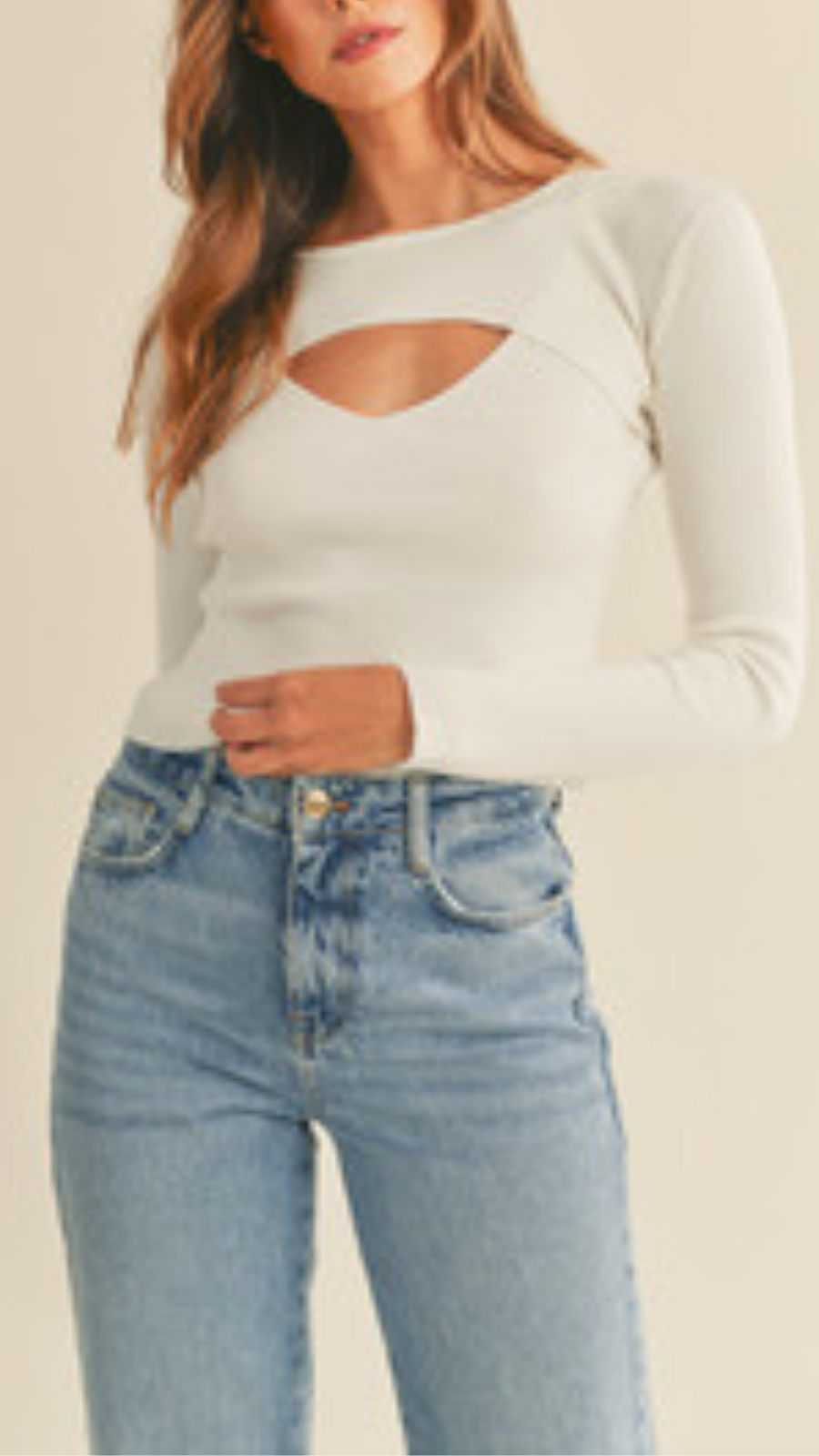 Front Cut Out Knit Top