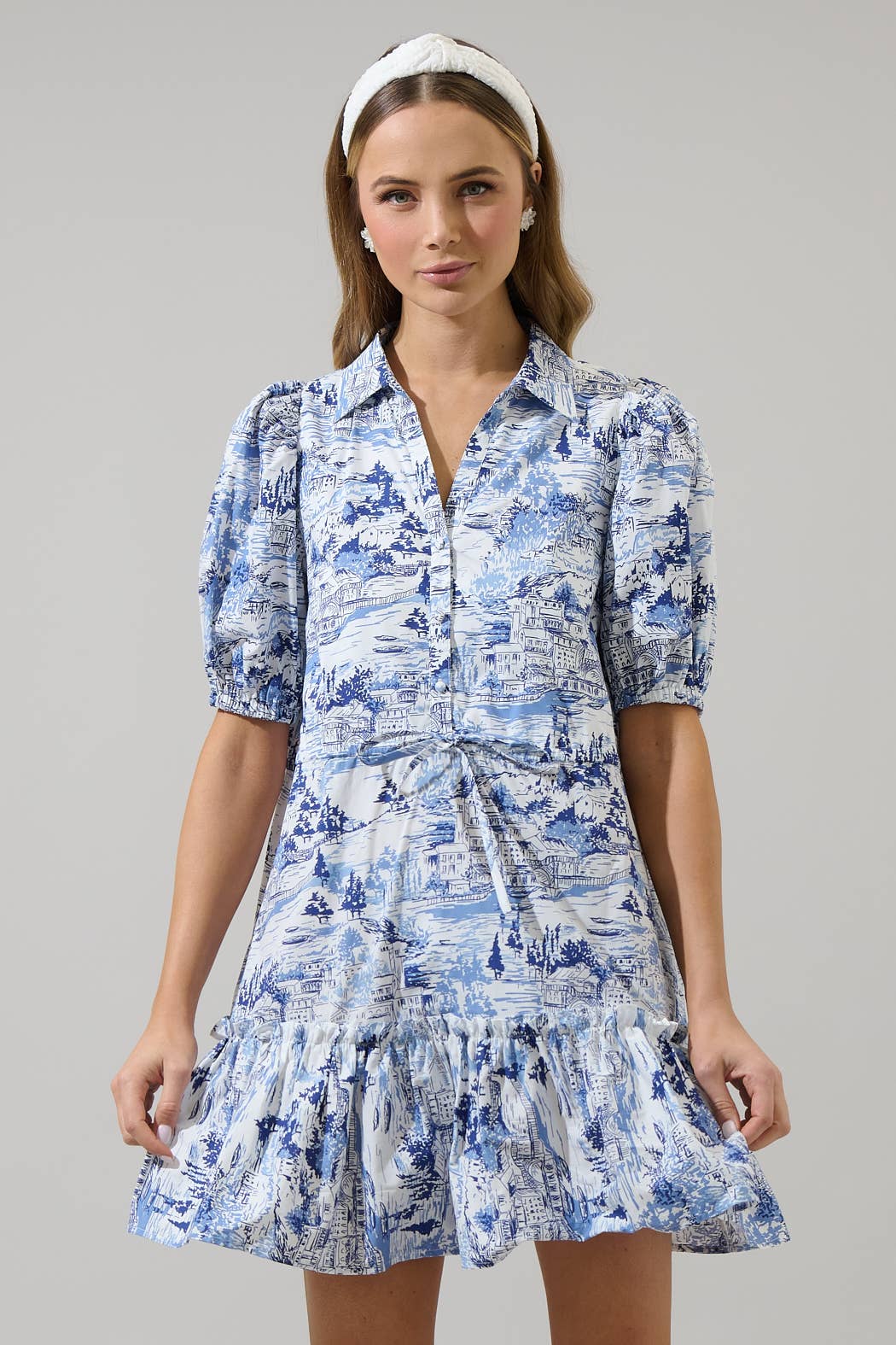 Francine Toile Button Down Mini Dress