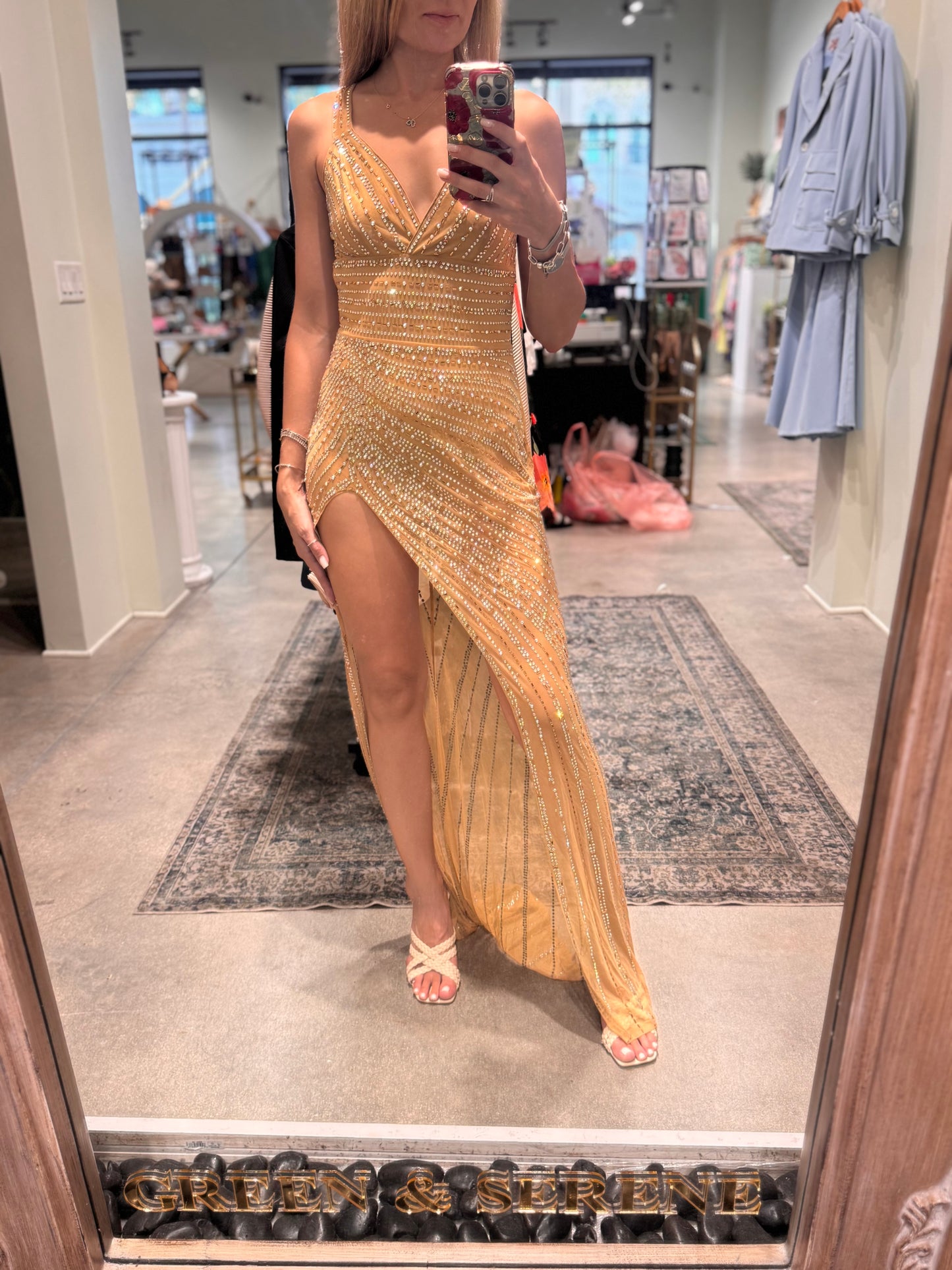 Golden Crystal Goddess Gown