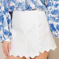Scalloped Trim White Skort