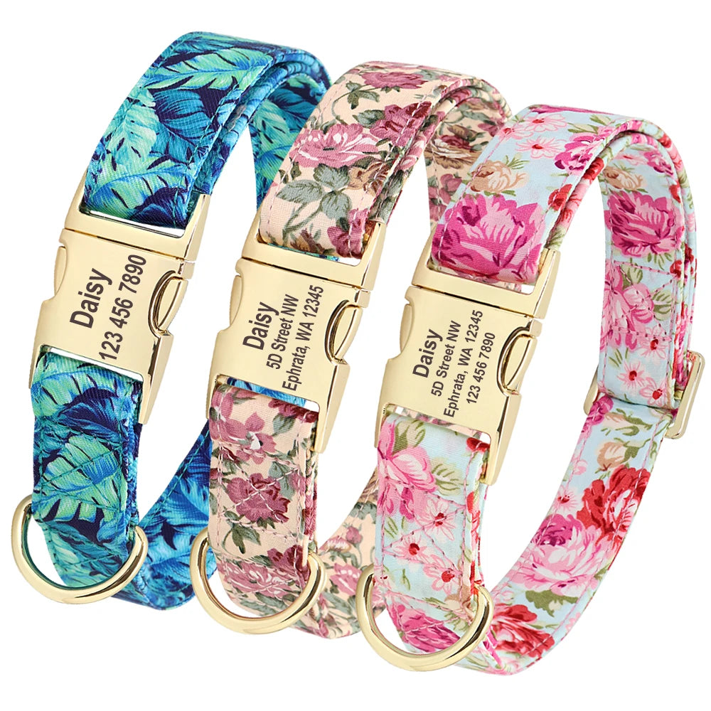 Personalized Floral Dog Collar & Leash Set