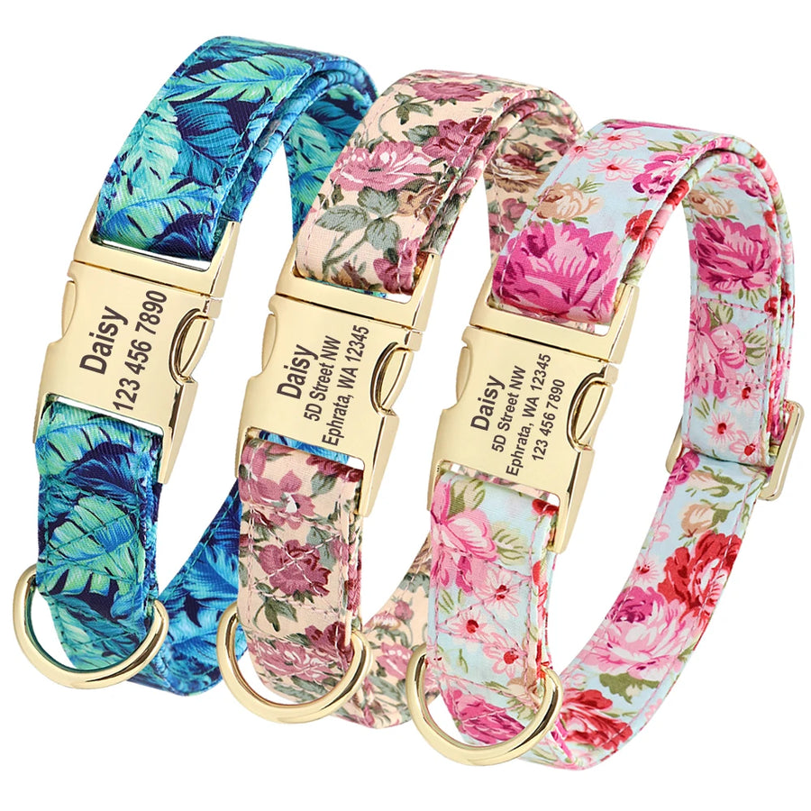 Personalized Floral Dog Collar & Leash Set