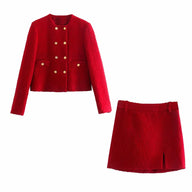 Red Vintage Tweed Two Piece Set