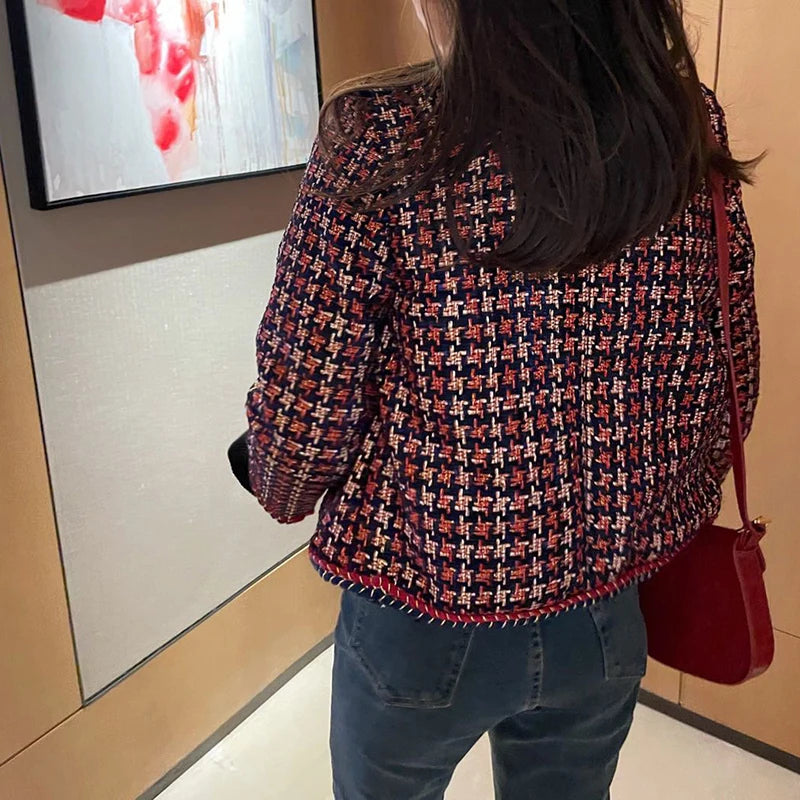 Elegant Weave Plaid Blazer