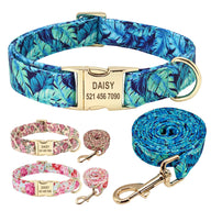 Personalized Floral Dog Collar & Leash Set