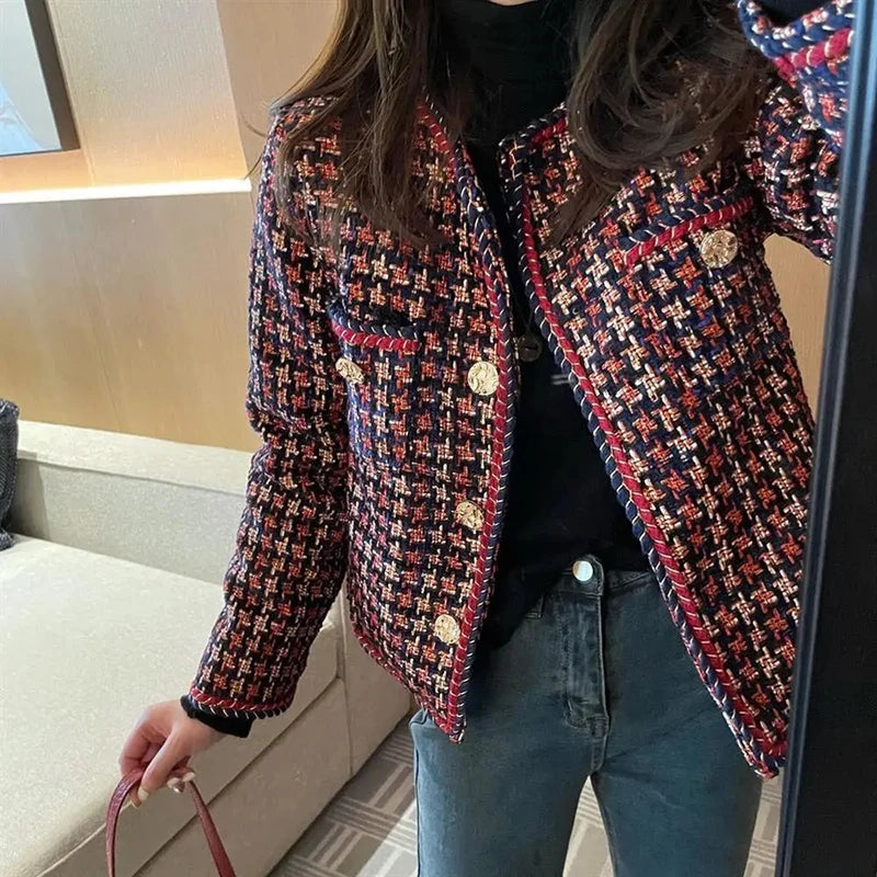 Elegant Weave Plaid Blazer