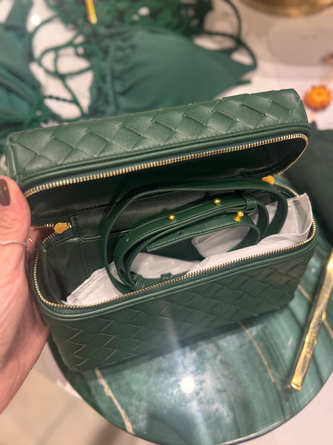 Leather Box Bag/Green