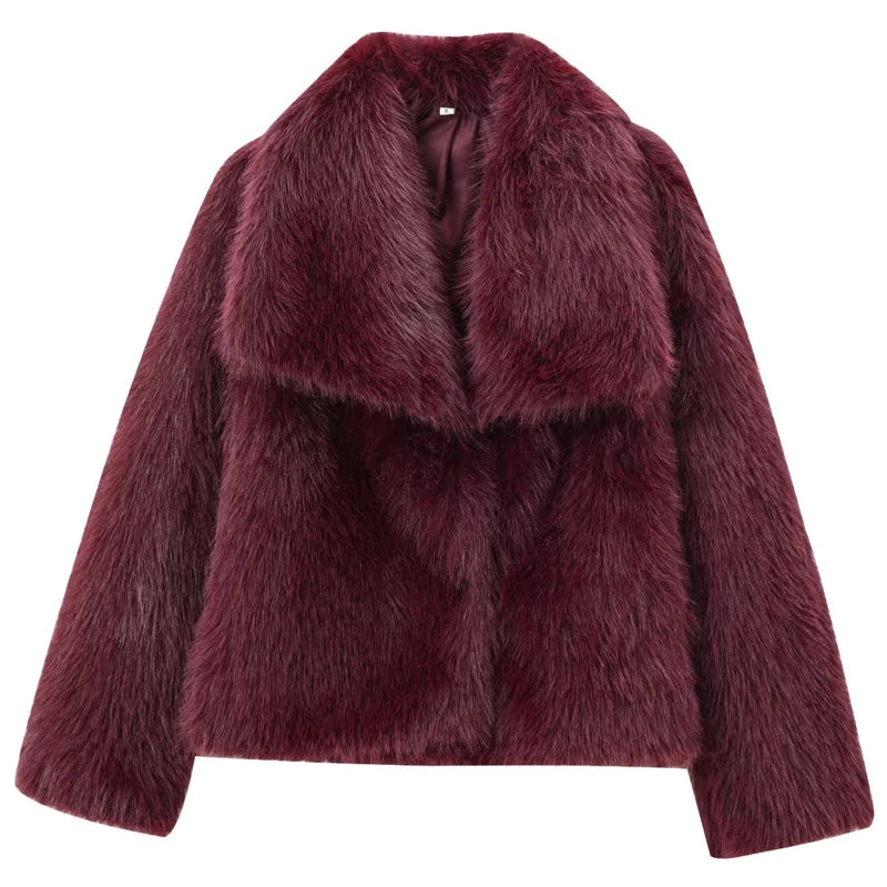 Burgundy Fur Bomber Jacket