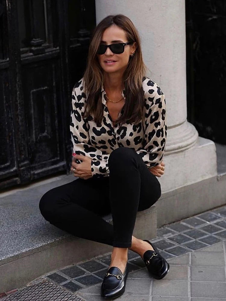 Animal Printed Satin Blouse