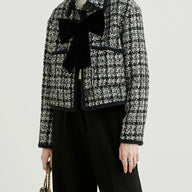 Bow Plaid Tweed Jacket