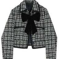 Bow Plaid Tweed Jacket