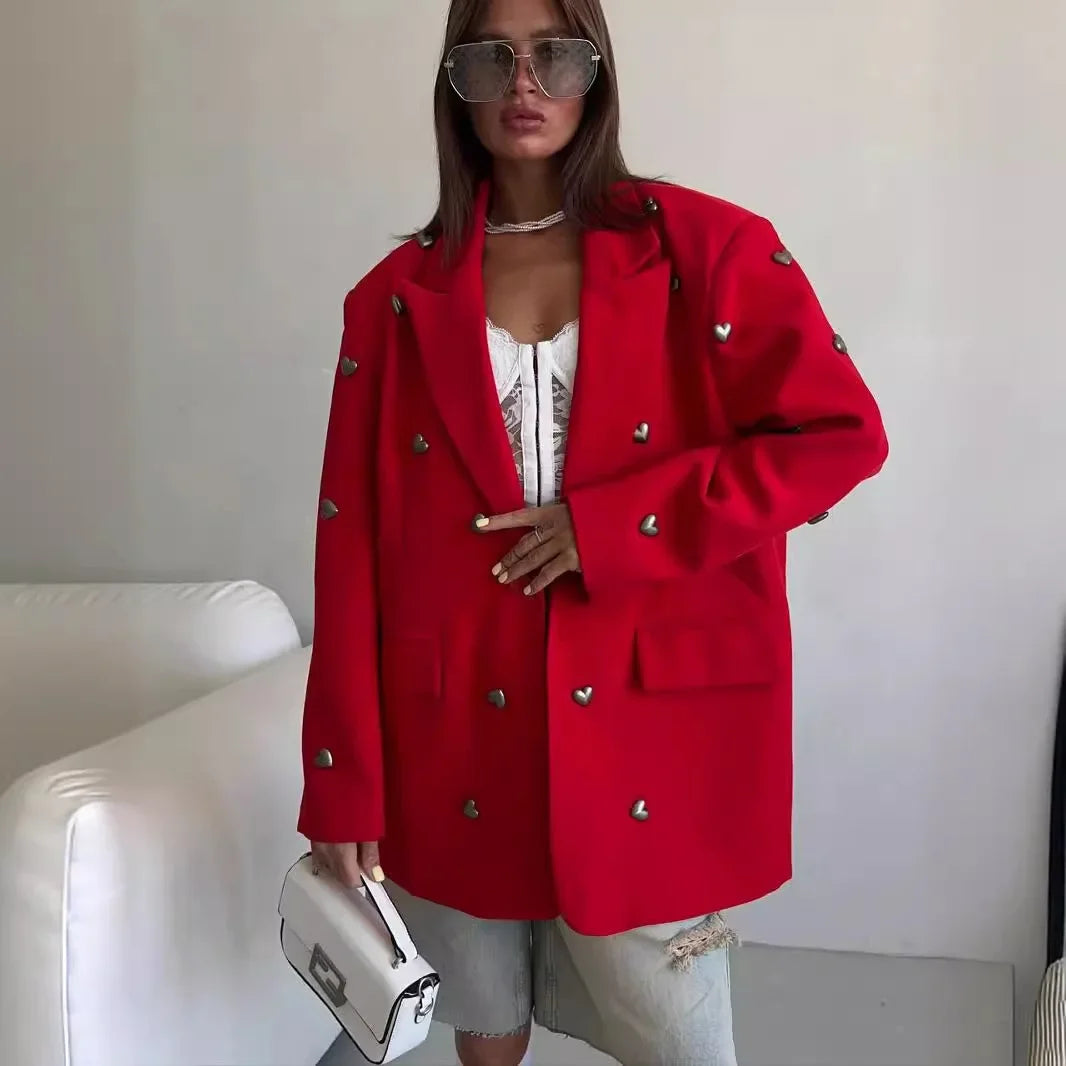 Red Heart Decorated Suit Jacket