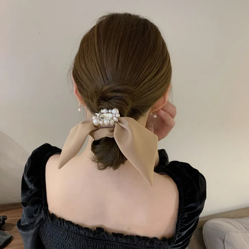 Pearl Satin Scrunchies