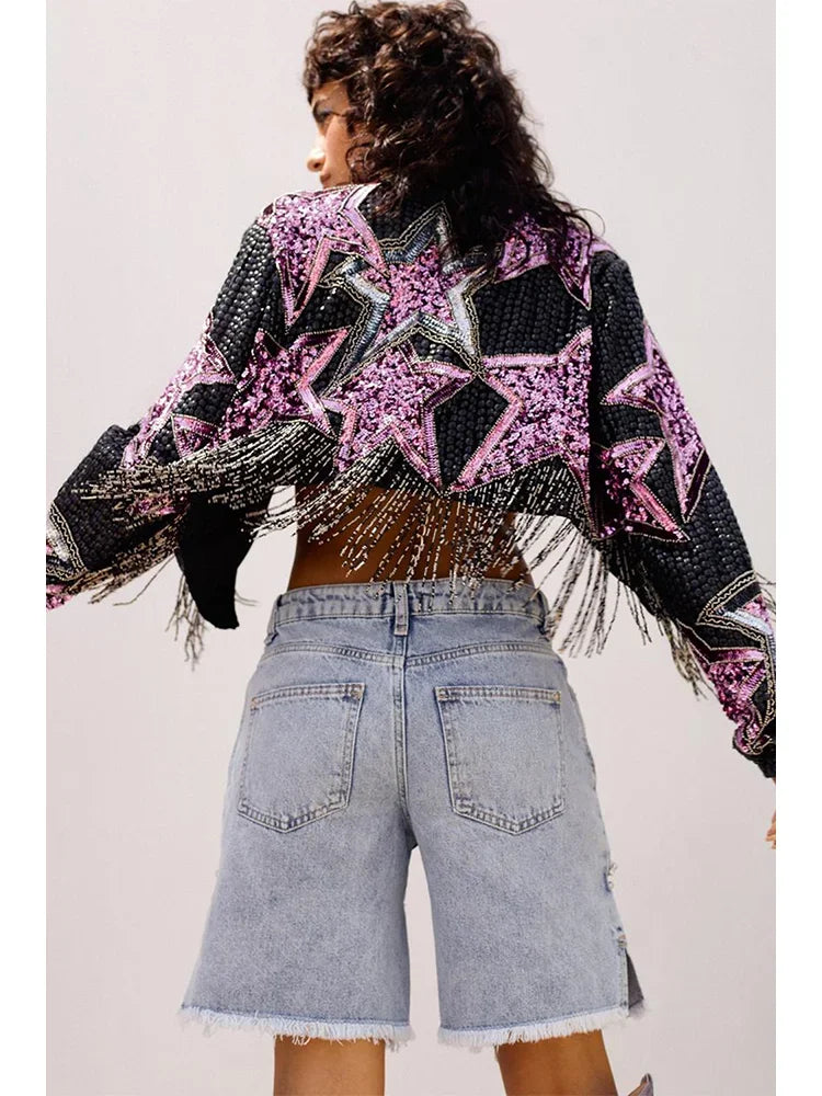 Women’s Tassel Star Pattern Jacket